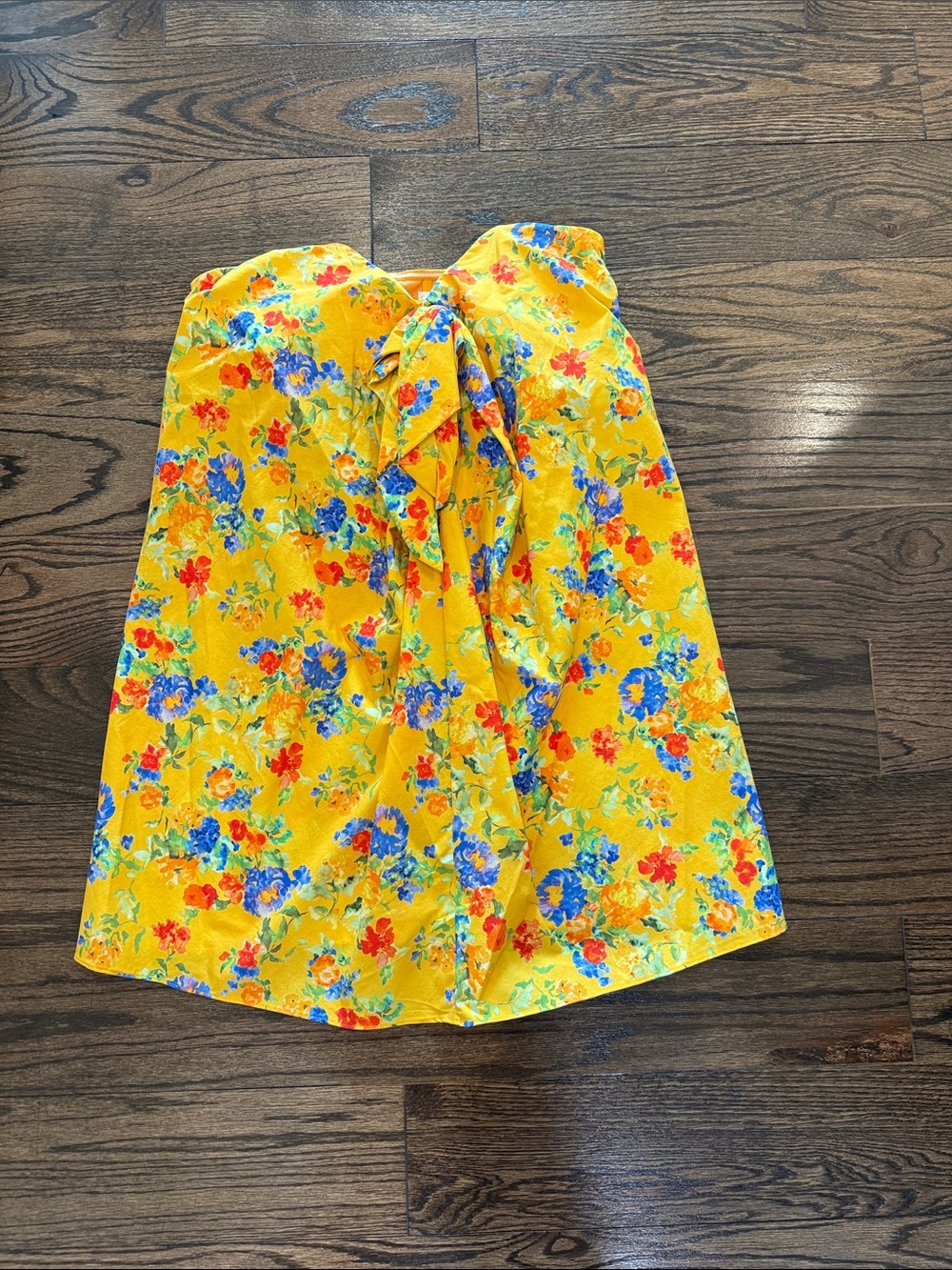 Caroline Constas Yellow Floral Strapless Dress NWT size large